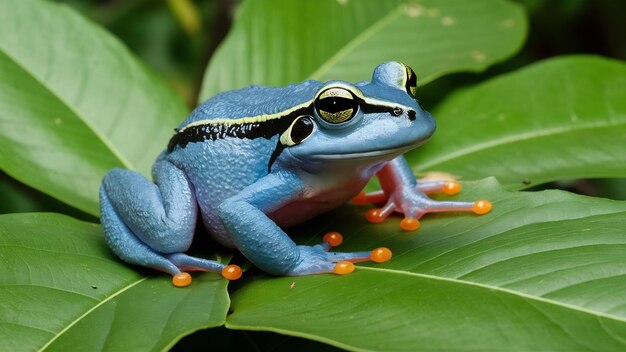 Foto sapo-do-mar litoria caerulea em folhas verdes sapo- do-mar em galho