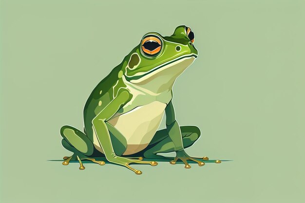 Sapo sobre um fundo verde Ilustração vetorial de um sapo ai generativo