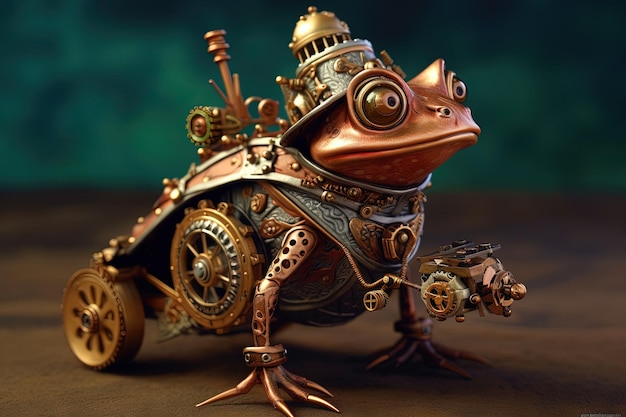 Foto sapo steampunk animal ilustração generativa ai