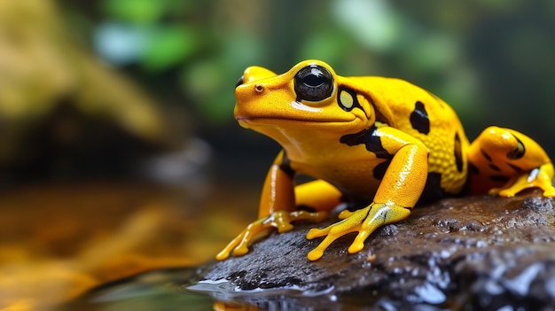 Foto sapo venenoso amarelo dendrobates leucomystax