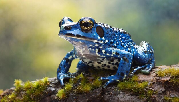 Foto sapo venenoso azul sobre un fondo blanco