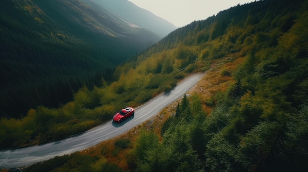 Sar dirigindo em uma estrada de montanha Ilustração AI GenerativexA