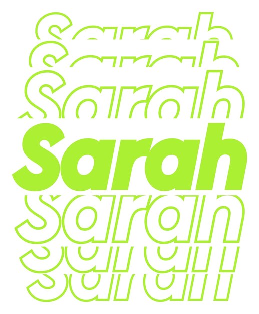 Sarah unterschreibt ein Foto mit Text-Effekt mit weißem Hintergrund