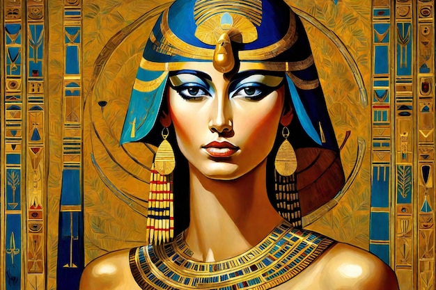 Sarcófago egipcio con adornos dorados Pintura digital