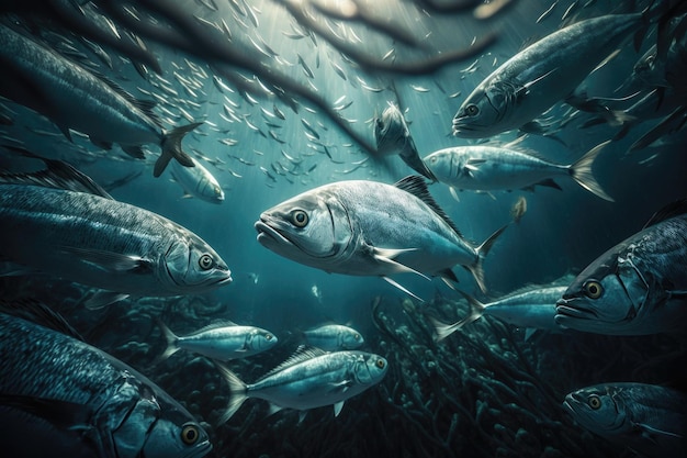 Sardinha Peixe Underwater Lush Nature por Generative AI