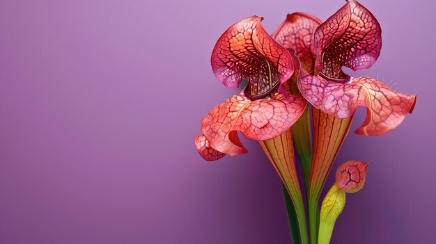 Sarracenia-Kügelpflanze auf einem lila Hintergrund hervorgehoben