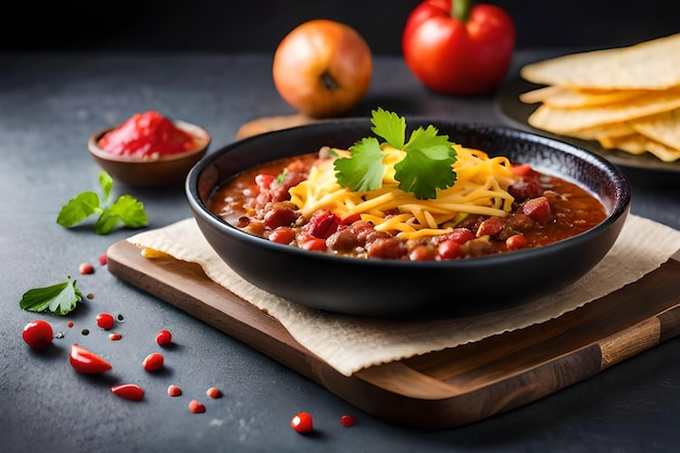 una sartén de espaguetis con frijoles y queso sobre una mesa