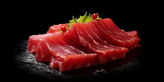 Sashimi de atún de fondo negro