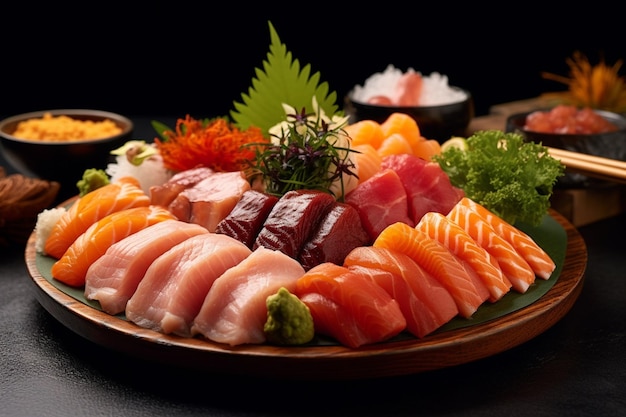 Sashimi de cocina japonesa en un plato