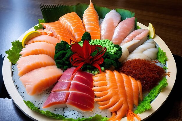 Sashimi de salmón de la cocina japonesa