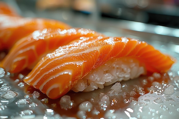 sashimi sushi en la mesa de la cocina fotografía de comida de publicidad profesional