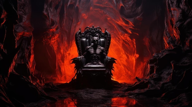 satanás en el infierno se sienta en el trono