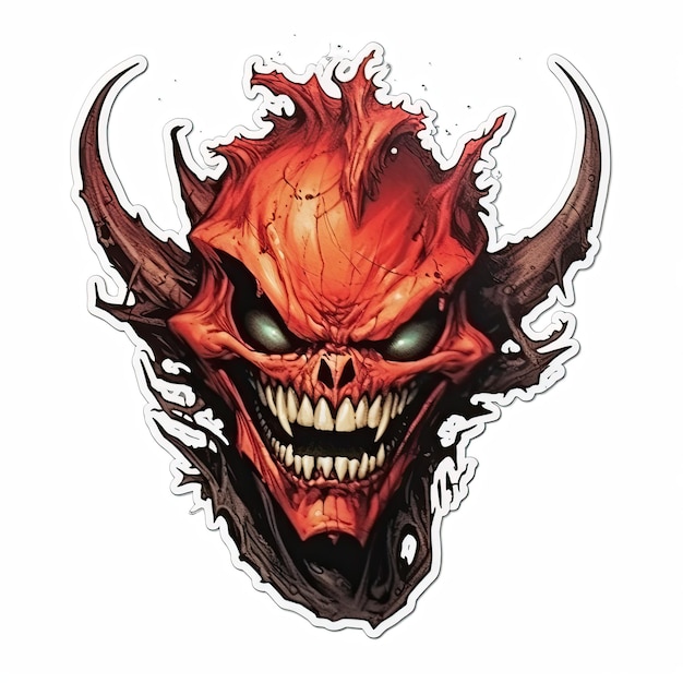 Satanás, o diabo, o demônio, o tatuagem, o adesivo, a ilustração, o Halloween, o medo, o terror, o diabolico, o demónio louco.