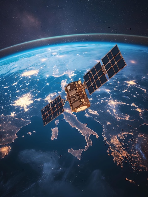 Un satélite global de Internet y datos en órbita terrestre baja sobre Europa para la comunicación mundial