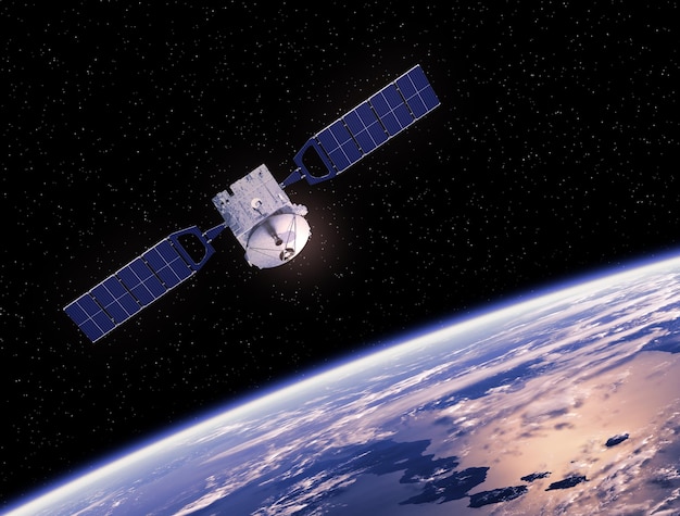 Satélite en órbita alrededor de la Tierra