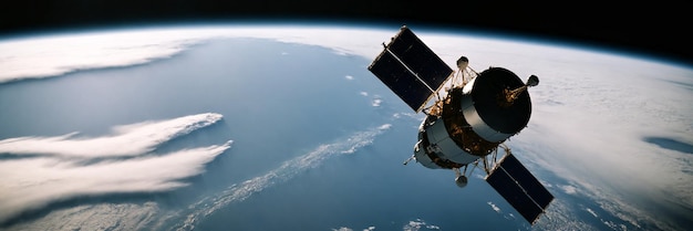 Foto satélite en órbita geoestacionaria por encima de la tierra