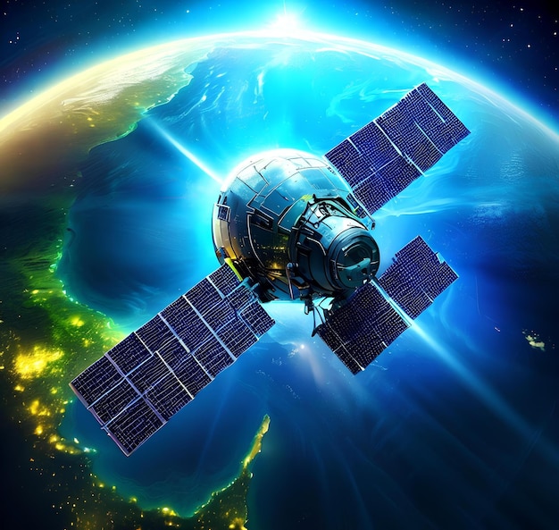 Satelliten Orbitando El Planeta