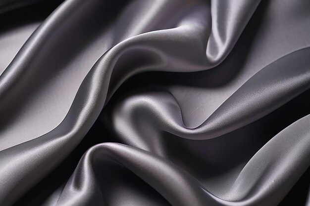 Satim cinza-preto tecido escuro textura luxuosa brilhante que é tecido de seda abstrato