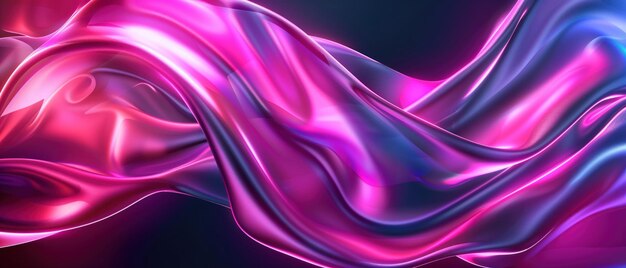 Satin Neon Waves ondas de tecido satinadas artisticamente renderizadas em uma paleta fluida de néon rosa e azul criando um padrão dinâmico vibrante que sugere movimento e uma sensação tátil