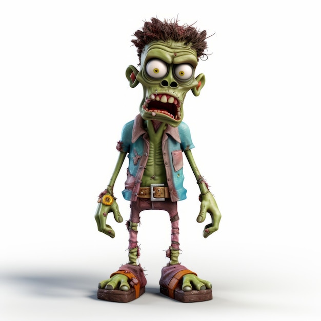 Satirischer 3D-Zombie-Zeichentrickfigur mit hoher Auflösung