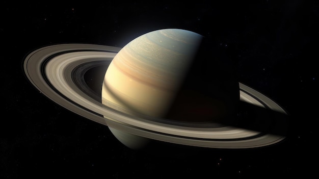 Saturn im Sonnensystem mit seinen Ringen und Monden Generative KI