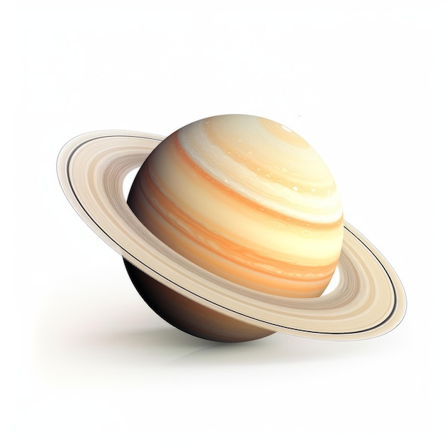 Saturn-Planet auf weißem Hintergrund Fotorealistische Pastiche