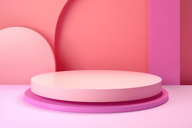 Saturnos coloridos elevando a apresentação do produto Kid em um pedestal rosa pastel