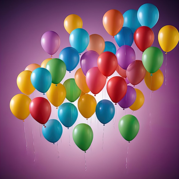 Satz bunter Luftballons. Bunte Luftballons isoliert auf dunkelblauem Hintergrund