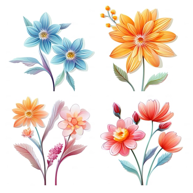 Satz flacher Illustrationsblumen