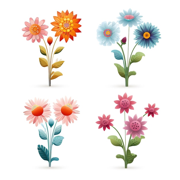 Satz flacher Illustrationsblumen