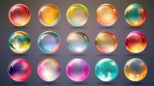 Satz mehrfarbiger transparenter Blasen