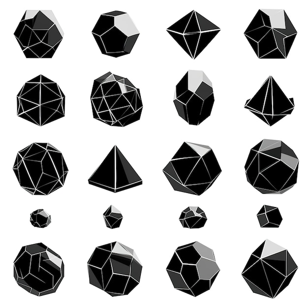 Satz verschiedener Arten von Spiralen 3D-vielfarbigen geometrischen Objekten