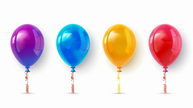 Satz verschiedener farbiger Ballons auf weißem Hintergrund Banner-Design