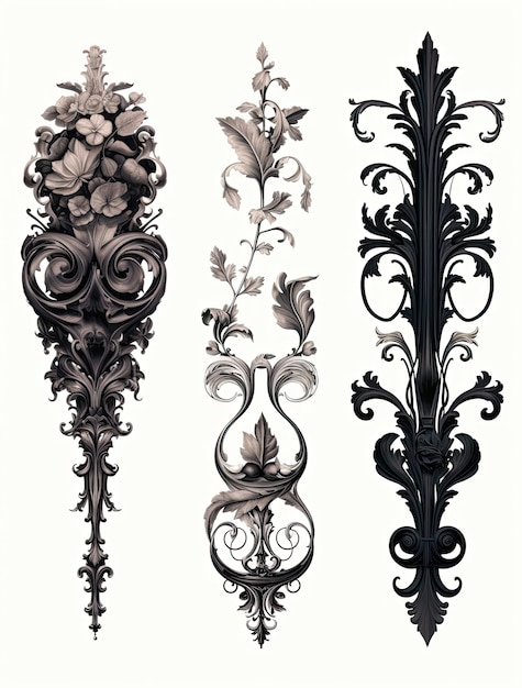 Foto satz von dekorativen elementen für das design schwarz-weiß-vektor-illustration