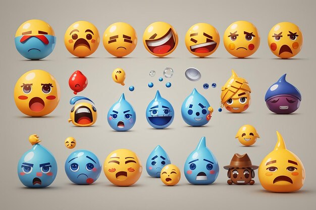 Satz von Emoji-Emoticons mit trauriger und glücklicher Stimmung