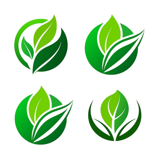 Satz von Grünblatt-Design-Elementen Grüner Sprossen Grüner Blatt-Symbol-Vektor-Ikonensatz