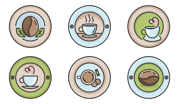 Foto satz von kaffeelogo-farbdesign für coffeeshop oder café