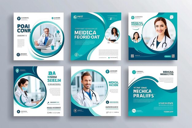 Satz von medizinischen Gesundheitszentren, Social-Media-Post-Vorlagen, Web-Banner-Werbung