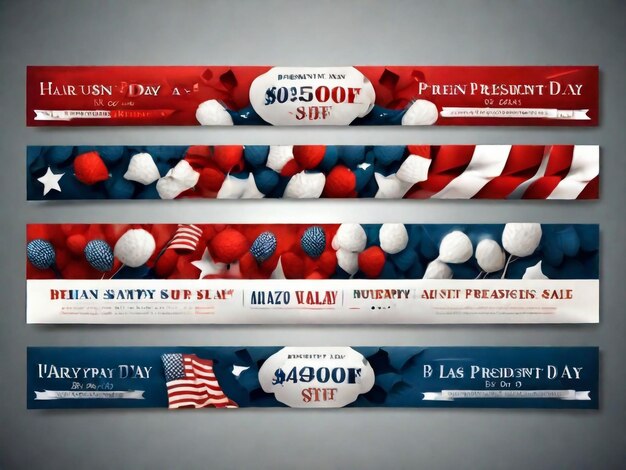 Foto satz von modernen design-banner-vorlagen im stil des präsidententages