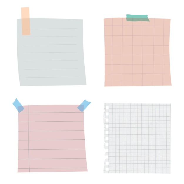 Satz von Notizpapier auf durchsichtigem Papier