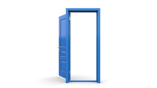 Satz von verschiedenen blauen Tür isoliert 3D-Illustration rendern auf weißem Hintergrund