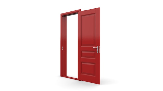 Satz von verschiedenen roten Tür isoliert 3D-Illustration rendern auf weißem Hintergrund