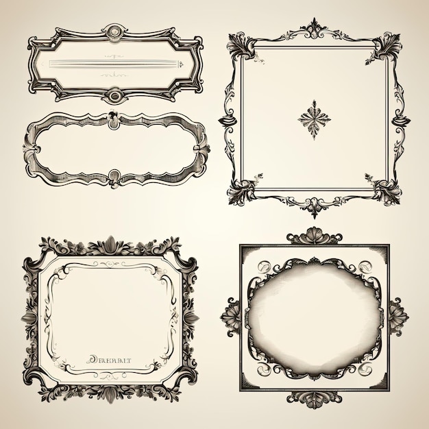 Satz von Vintage-Rahmen und dekorativen Elementen Vektorillustration