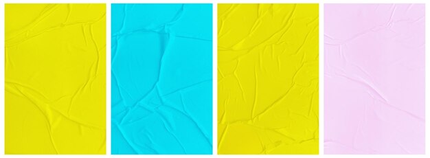 Satz zerknitterter Papiervorlagen nasses leeres Papier für Poster und Text Zerknitterte Papiertexturhintergründe für verschiedene Zwecke