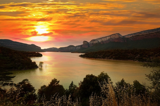 Foto sau, embalse, ocaso