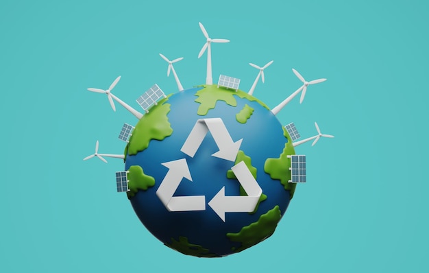 Saubere Energie der Erde im Recycling-Symbol für umweltverträgliche alternative Energie