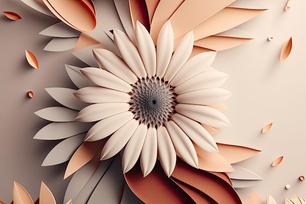 Saubere minimale Blume mit 3D-Effekten Illustrationsstil Design mit Pastellfarben