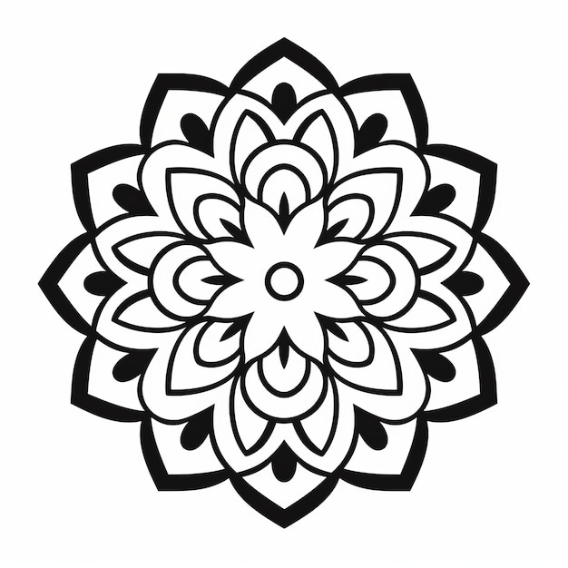 Saubere und einfache Mandala-Zeichnung mit Schablonen-Ikonographie