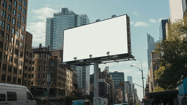 Saubere weiße Mockup-Reklamewand gegen einen belebten Hintergrund in der Innenstadt