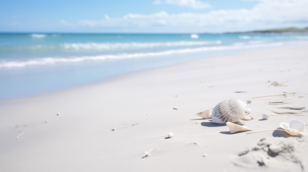 Sauberer weißer Sandstrand Perfekt für Strandabenteuer KI-generiert